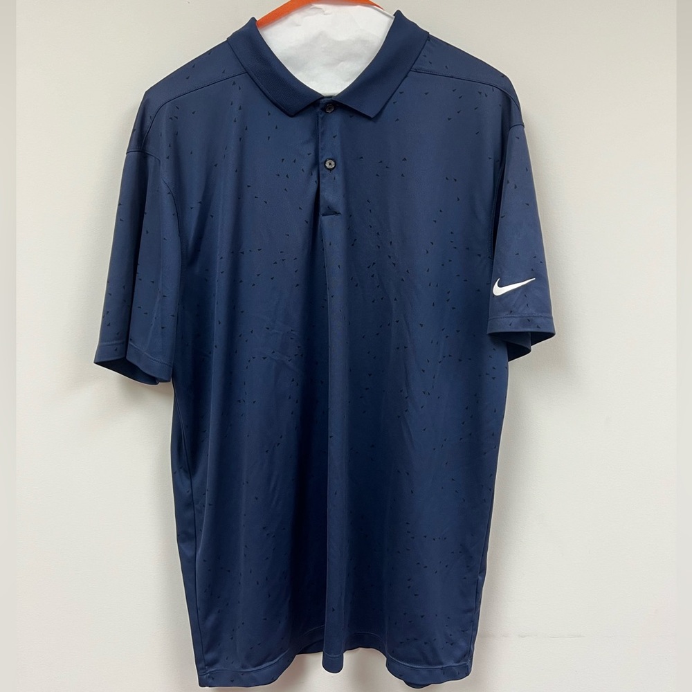 Nike Men’s Navy Blue Short Sleeve Button Up Golf Polo Size Large
